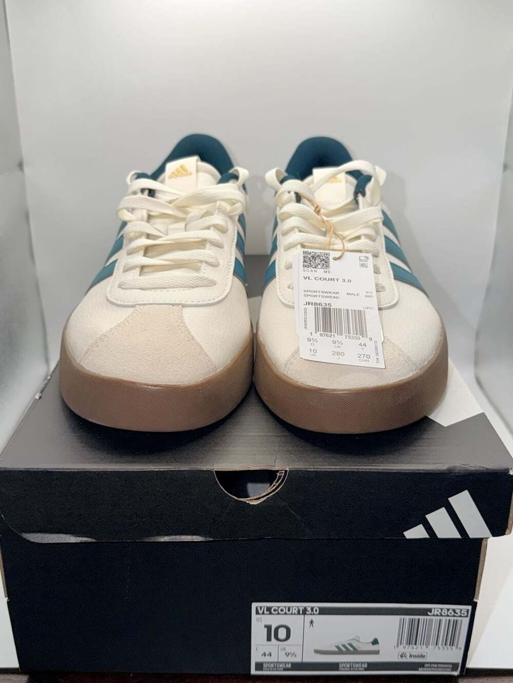 adidas VL Court 3.0 Shoes Cloud White Gum - Picture 3 of 5